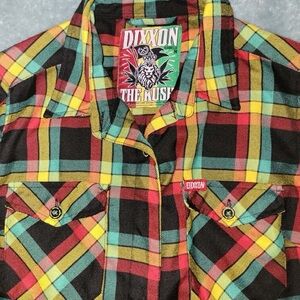 DIXXON The Kush Plaid Flannel Shirt women’s medium.
